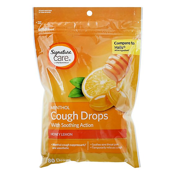 Signature Care Cough Drops Menthol Hny Lemon Vp - 80 Count
