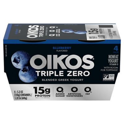 Oikos Triple Zero Blueberry Greek Yogurt Multipack - 4-5.3 Oz - Image 1