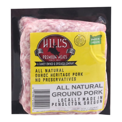 Hills All Natural Ground Pork - 16 Oz