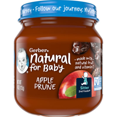 Gerber 2nd Foods Natural Apple Prune with Vitamin C Baby Food Jar - 4 Oz