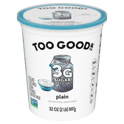 Too Good & Co. Plain Low Fat Lower Sugar Gluten Free Greek Yogurt - 32 Oz - Image 1