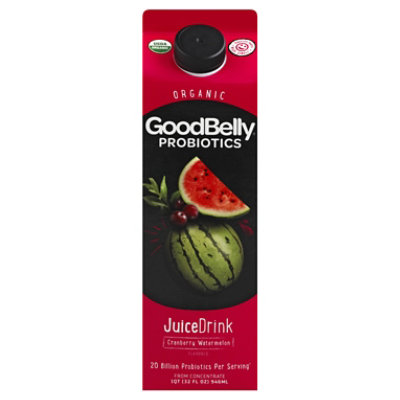 GoodBelly Probiotics Juice Drink Organic Cranberry Watermelon 1 Quart - 32 Fl. Oz. - Image 3