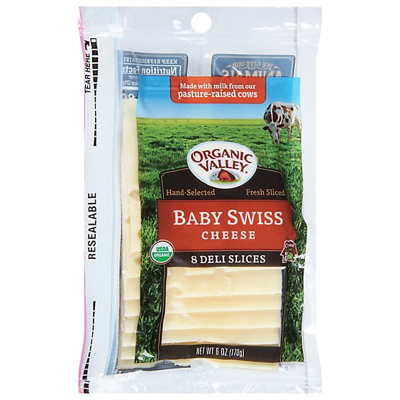 Organic Valley Organic Cheese Deli Slices Baby Swiss 8 Count - 6 Oz