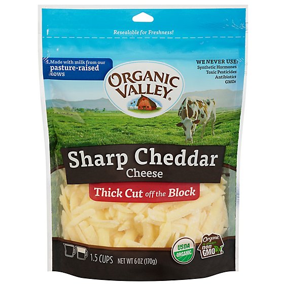 Organic Valley Organic Cheese Finely Shredded Sharp Cheddar - 6 Oz
