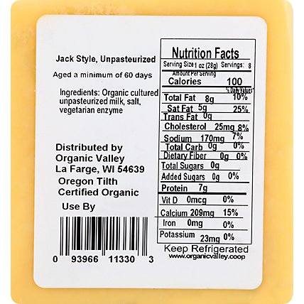 Organic Valley Organic Cheese Raw Jack Style - 8 Oz - Image 5