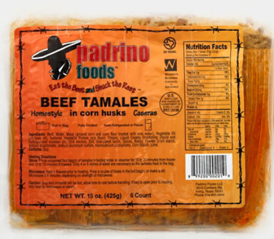 Padrino Foods Tamales Beef In Corn Husks - 15 Oz - Image 2