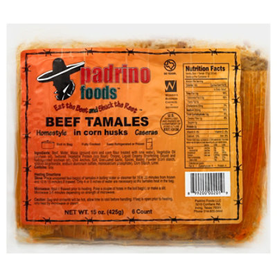 Padrino Foods Tamales Beef In Corn Husks - 15 Oz - Image 1