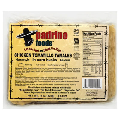 Padrino Foods Tamales Chicken Tomatillo In Corn Husks - 15 Oz - Image 1