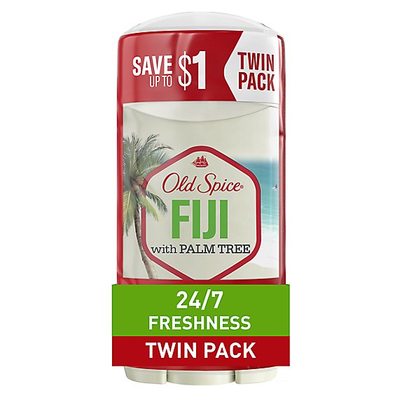 Old Spice Aluminum Free Mens Deodorant Fiji with Palm Tree Twin Pack - 2-3 Oz