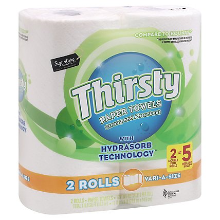 Signature Select Paper Towel Thirsty Strong Absorbent - 2 Roll - Image 1