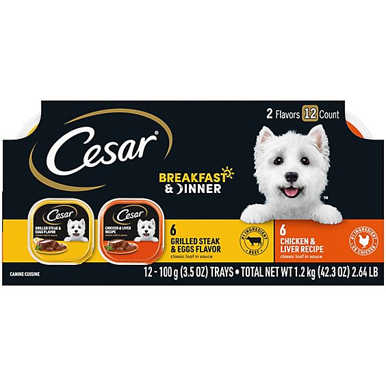 Cesar Breakfast And Dinner Loaf Adult Wet Dog Food Variety Pack - 12-3.5 Oz