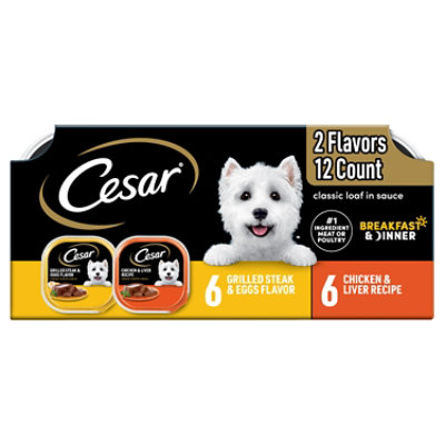 Cesar Breakfast And Dinner Loaf Adult Wet Dog Food Variety Pack - 12-3.5 Oz