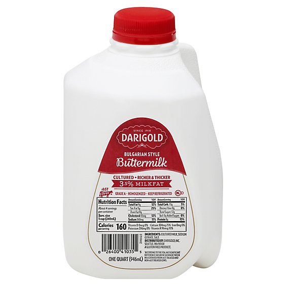 Darigold Buttermilk Bulgarian Style 3.5% Milkfat 1 Quart - 946 Ml