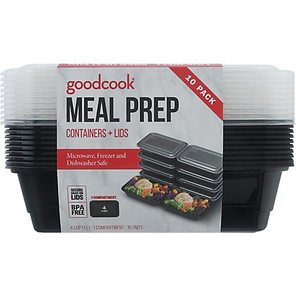 GoodCook Containers + Lids Meal Prep 1 Compartment 4 Cup - 10 Count - Image 4
