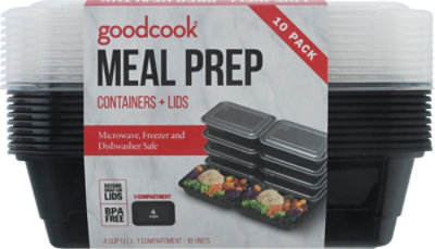 GoodCook Containers + Lids Meal Prep 1 Compartment 4 Cup - 10 Count - Image 4