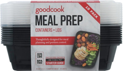 GoodCook Containers + Lids Meal Prep 1 Compartment 4 Cup - 10 Count - Image 2