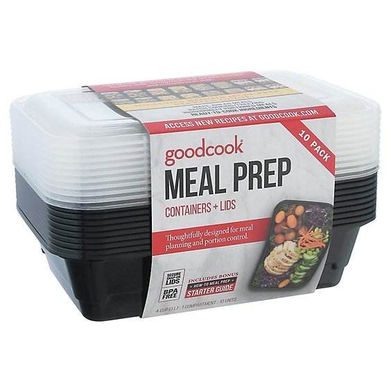 GoodCook Containers + Lids Meal Prep 1 Compartment 4 Cup - 10