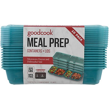 GoodCook Containers + Lids Meal Prep 2 Compartment 3 Cup - 10 Count - Image 4