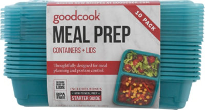 GoodCook Containers + Lids Meal Prep 2 Compartment 3 Cup - 10 Count - Image 2