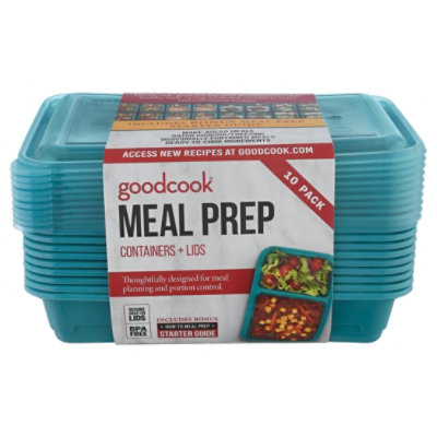 GoodCook Containers + Lids Meal Prep 2 Compartment 3 Cup - 10 Count