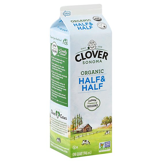 Clover Sonoma Organic Half & Half 1 Quart - 946 Ml