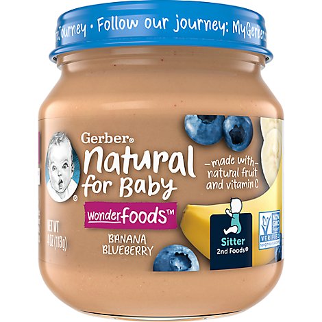 Gerber 2nd Foods Natural Banana Blueberry Wonder Baby Food Jar - 4 Oz