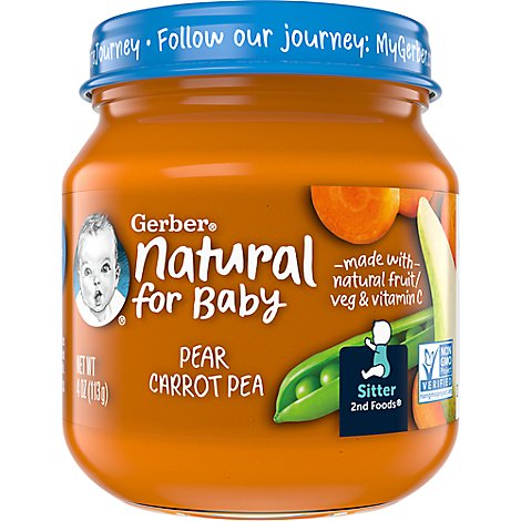 Gerber 2nd Foods Natural With Vitamin C Pear Carrot Pea - 4 Oz