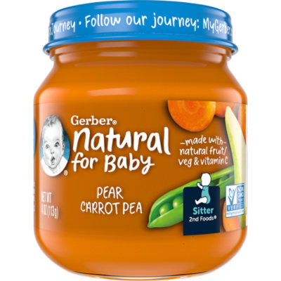 Gerber 2nd Foods Natural Pear Carrot Pea Baby Food Jar - 4 Oz