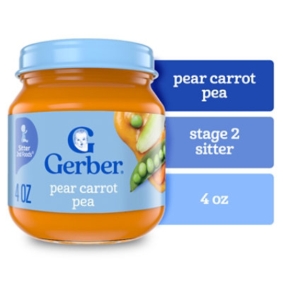 Gerber 2nd Foods Natural Pear Carrot Pea Baby Food Jar - 4 Oz