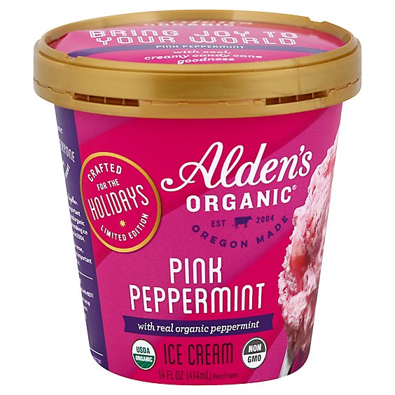 Aldens Organic Ice Cream Pink Peppermint - 14 Fl. Oz.