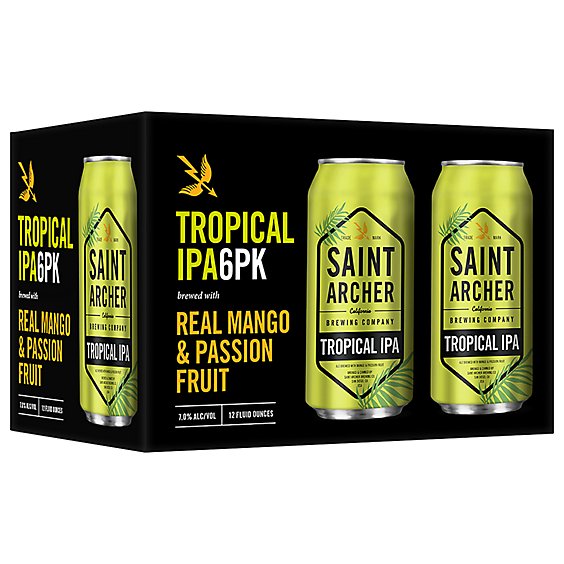 Saint Archer Tropical Ipa Craft Beer 7% ABV Cans - 6-12 Fl. Oz.
