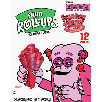Betty Crocker Fruit Rollups Fruit Flavored Snacks Franken Berry 12 Count - 6 Oz - Image 2