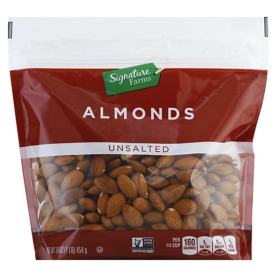 Signature Farms Almonds Raw Unsalted - 16 Oz