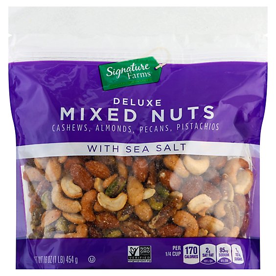 Signature Farms Deluxe Mixed Nuts With Sea Salt - 16 Oz