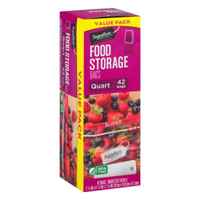 Slider Food Storage Freezer Bag Zip Lock Plastic Travel Quart Size 42 Count  NEW