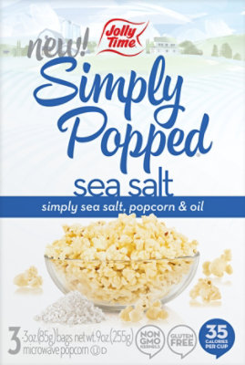 JOLLY TIME Microwave Popcorn Simply Popped Sea Salt Lightly Salted - 9 Oz - Image 2