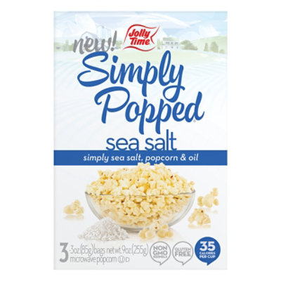 JOLLY TIME Microwave Popcorn Simply Popped Sea Salt Lightly Salted - 9 Oz - Image 1