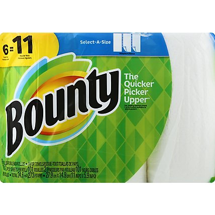 Bounty Paper Towels Select A Size Super Rolls White - 6 Roll - Image 2