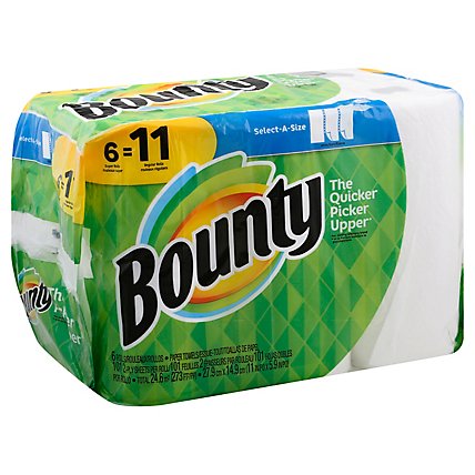 Bounty Paper Towels Select A Size Super Rolls White - 6 Roll - Image 1