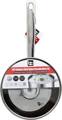 Bene Casa Sauce Pan Stainless Steel With Glass Lid 2 Quart - Each - Image 2