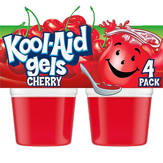 Kool-Aid Gels Cherry Jell-O Ready to Eat Gelatin Snacks Cups - 4 Count