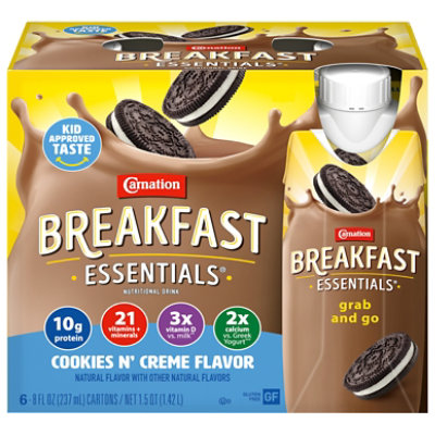 Carnation Breakfast Essentials Cookies n Creme Bottles - 6-8 Fl. Oz.