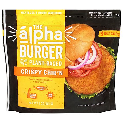 Alpha Foods Burger Patties Plant Based Crispy Chikn - 9 Oz - Image 3