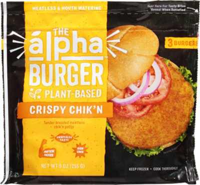 Alpha Foods Burger Patties Plant Based Crispy Chikn - 9 Oz - Image 2