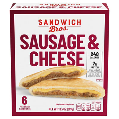 Sandwich Bros Sandwiches Flatbread Pocket Sausage & Cheese -6-13.5 Oz - Image 1