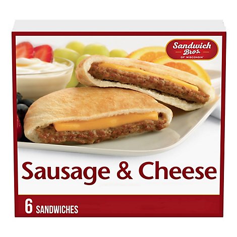 Sandwich Bros Sandwiches Flatbread Pocket Sausage & Cheese 6 Count - 13.5 Oz