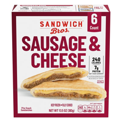  Sandwich Bros Sandwiches Flatbread Pocket Sausage & Cheese 6 Count - 13.5 Oz 