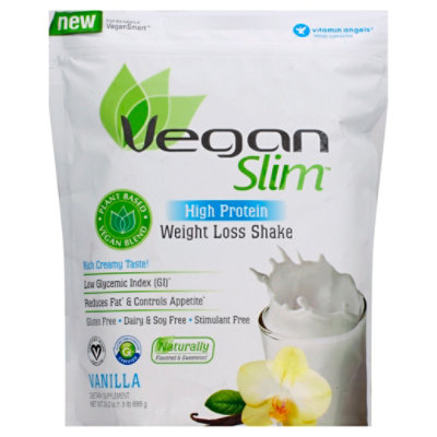VeganSlim Weight Loss Shake High Protein Vanilla 24.2 Oz Vons