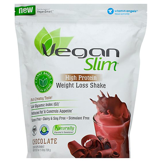 VeganSlim Weight Loss Shake High Protein Chocolate - 25.7 Oz