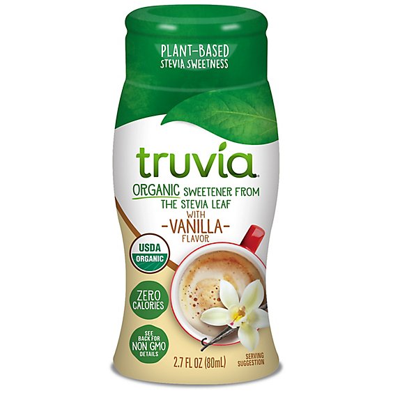 Truvia Organic Zero Calorie Liquid Stevia Vanilla Flavor Sweetener Bottle - 2.7 Fl. Oz.